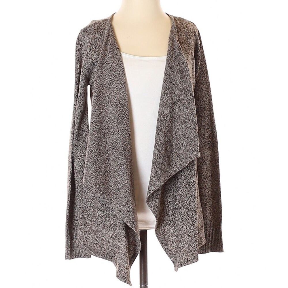 AB Studio Gray Open Waterfall Drape Bohemian Boho Cardigan Sweater